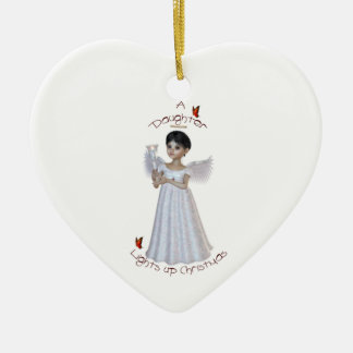 A daughter lights up Christmas Ceramic Tree Decoration