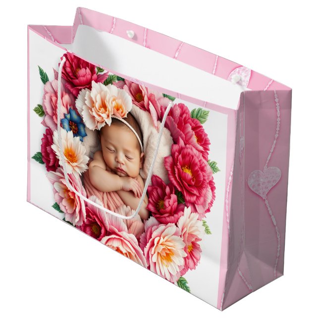 A Daughter’s Sacred Arrival Miracle in Bloom Large Gift Bag (Front Angled)