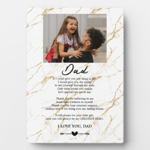 A Daughter's Love Message to Dad Gold Marble Plaque