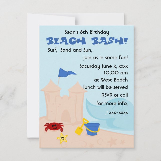 A Day at the Beach Invitation (Front)