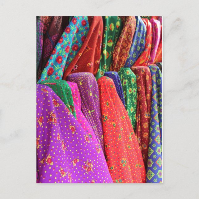 A day at the fabric market postcard (Front)