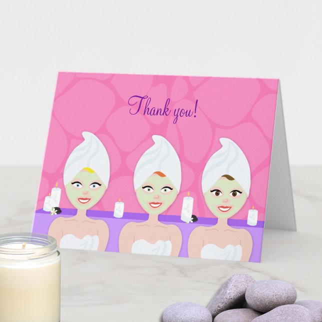 A Day at the Spa Party Girls Night Out Thank You Card (Spa Day Girls Day Out Folded Thank You Cards)