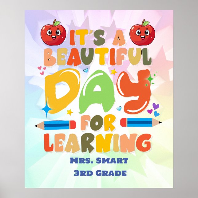 A Day for Learning Graphic Bold Cute  Poster (Front)