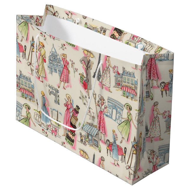 A Day in Paris Large Gift Bag (Front Angled)