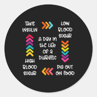 A Day In The Life Of A Diabetic  Classic Round Sticker