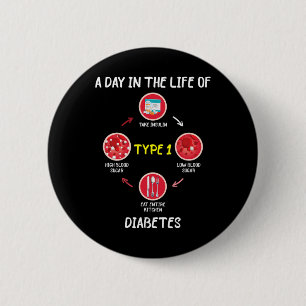 A Day In The Life Of Type 1 Diabetes Awareness Dia 6 Cm Round Badge