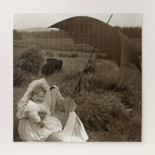 A day in the sun vintage photo child and nanny jigsaw puzzle