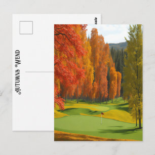 A Day Of Golf Colourful Autumns Wend Timeless Art Postcard