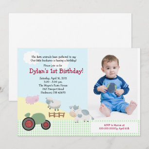 A Day on the Farm *PHOTO* Birthday 5x7 Invitation