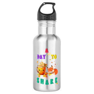 A Day To Share Ginkgo Oak Botany Fox Thanksgiving 532 Ml Water Bottle