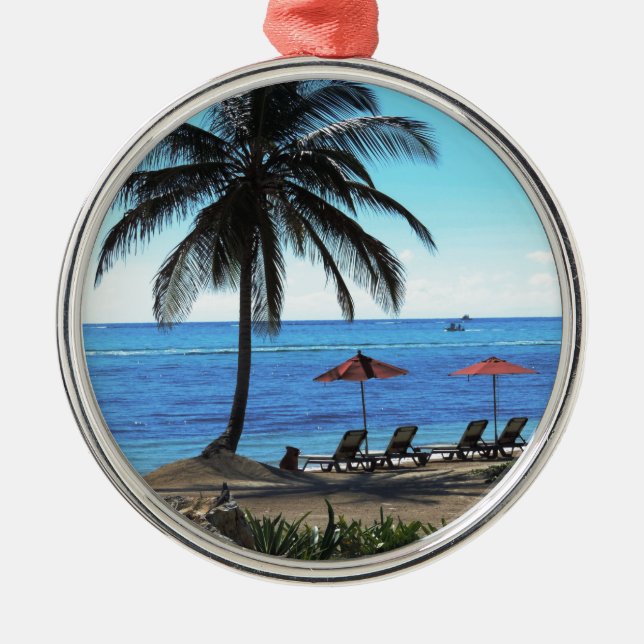 A day under the palm tree metal tree decoration (Front)