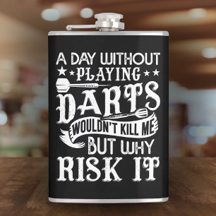 A Day Without Darts Vinyl Wrapped Flask 8 oz. 