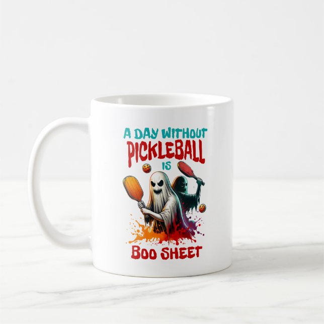 A Day Without Pickleball Is Boo Sheet Halloween  Coffee Mug (Left)