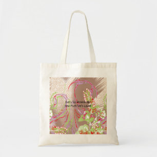A decorative floral pattern chraacterised by vivid tote bag