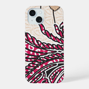 A decorative paisley design with vivid red and pin iPhone 15 case