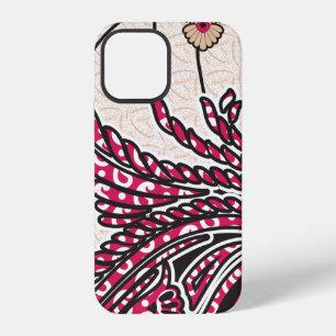 A decorative paisley design with vivid red and pin iPhone 12 case