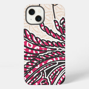 A decorative paisley design with vivid red and pin iPhone 13 case