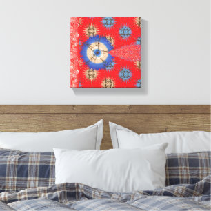 A decorative paisley pattern in red and blue, enha canvas print