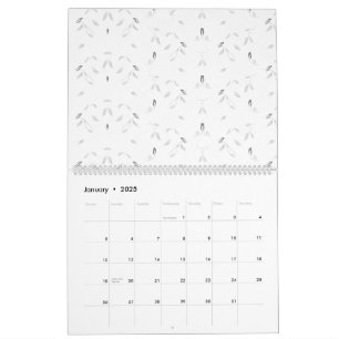 A decorative pattern featuring white and grey leav calendar
