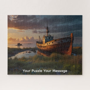 A decrepit abandoned boat artwork jigsaw puzzle
