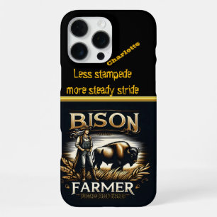 A Dedicated Farmer Tending to Bison in the Prairie iPhone 16 Pro Max Case