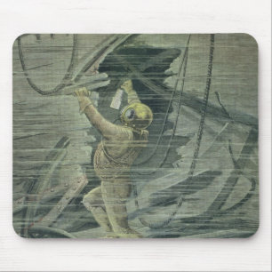 A Deep Sea Diver Looking at the Wrecks Mouse Mat
