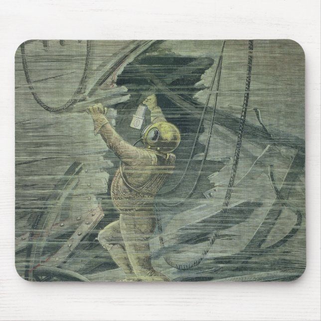 A Deep Sea Diver Looking at the Wrecks Mouse Mat (Front)