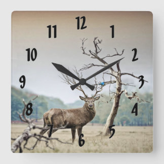 A Deer And A Bluebird Square Wall Clock
