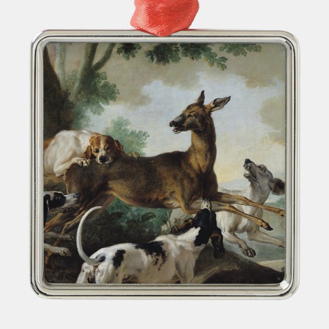 A Deer Chased by Dogs, 1725 Metal Tree Decoration (Front)