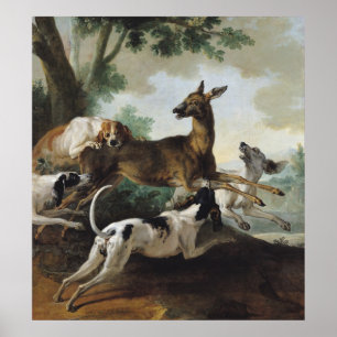 A Deer Chased by Dogs, 1725 Poster