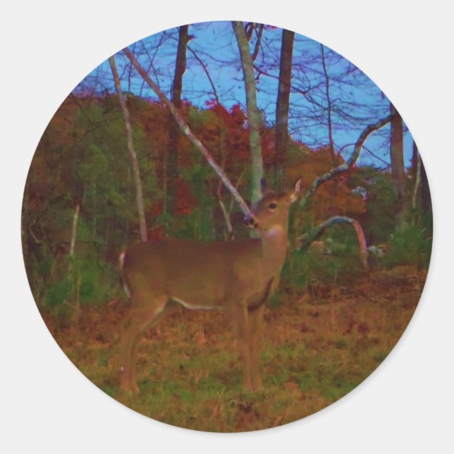 A Deer: Gold Red Green and Blue Classic Round Sticker (Front)