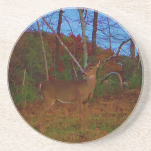 A Deer: Gold Red Green and Blue Coaster