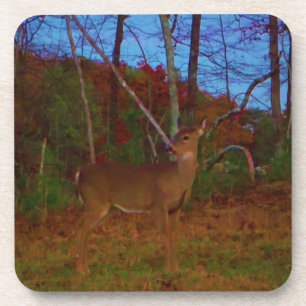 A Deer: Gold Red Green and Blue Coaster