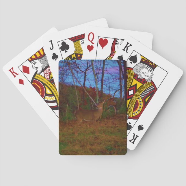 A Deer: Gold Red Green and Blue Playing Cards (Back)