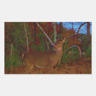 A Deer: Gold Red Green and Blue Rectangular Sticker