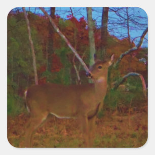 A Deer: Gold Red Green and Blue Square Sticker