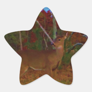 A Deer: Gold Red Green and Blue Star Sticker