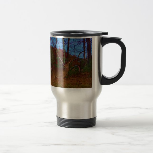 A Deer: Gold Red Green and Blue Travel Mug (Right)