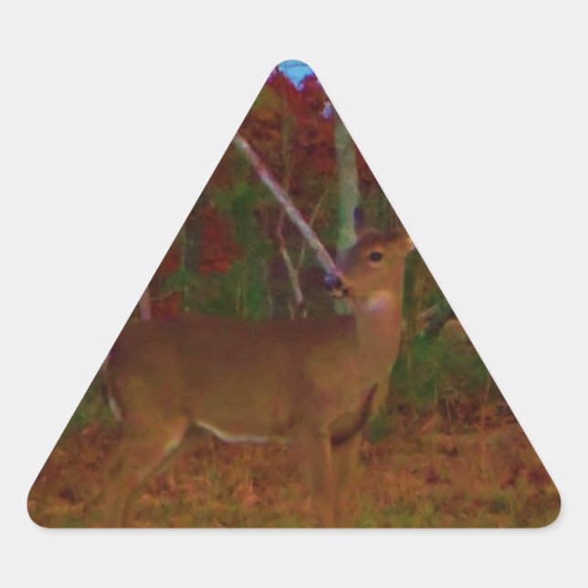 A Deer: Gold Red Green and Blue Triangle Sticker (Front)