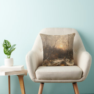A Deer in a Forest by Moonlight – Désiré Thomassin Cushion