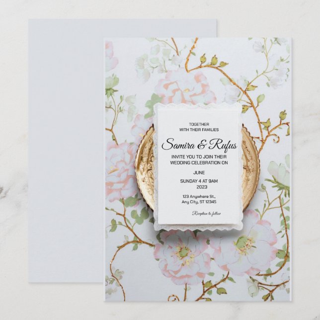 A delicate traditional Wedding invitation (Front/Back)