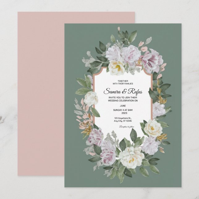 A delicate traditional Wedding invitation (Front/Back)
