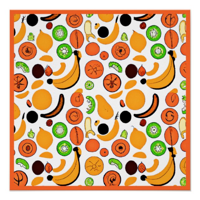 A Delicious Fruits Pattern Design Poster (Front)