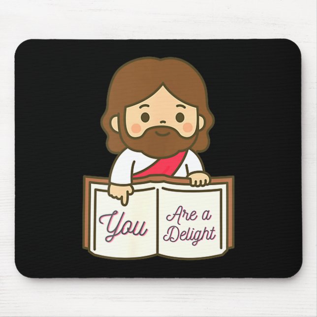 A delight - funny christian &amp; jesus good book mouse mat (Front)