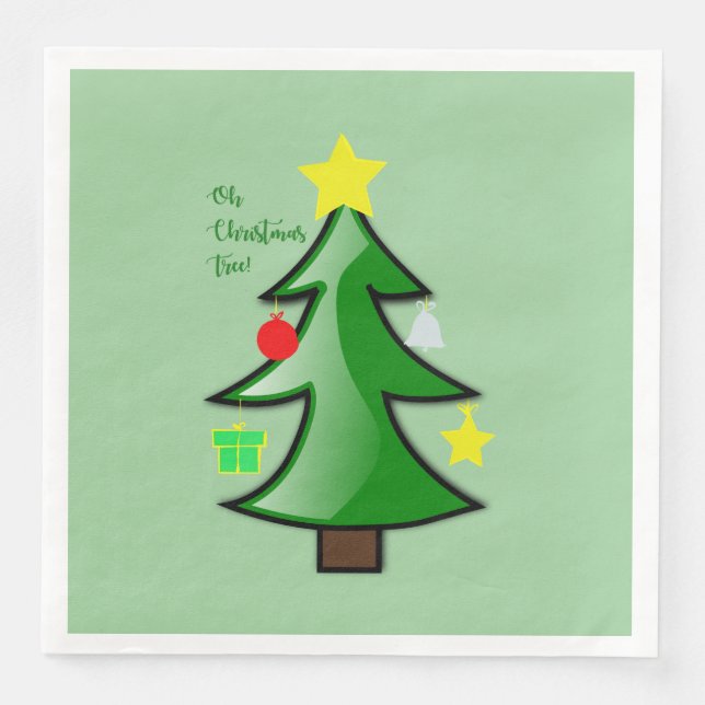 A Delightful Decorated Christmas Tree on a Napkin (Front)