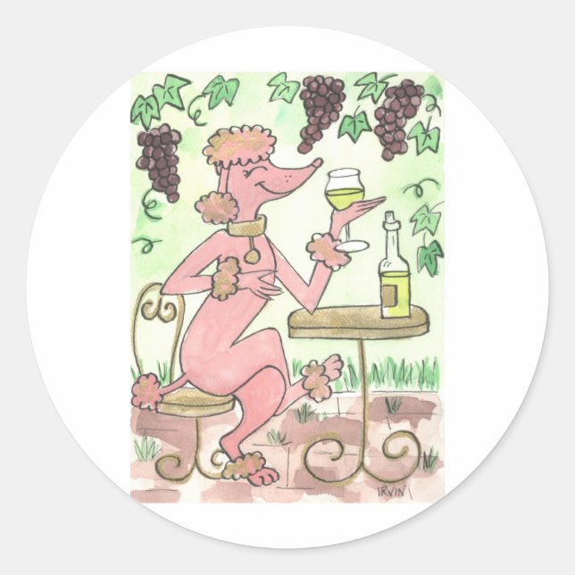 A Delightful Glass of Pinot Gris Classic Round Sticker (Front)