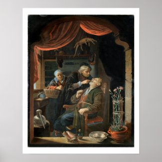 A Dentist Examining The Tooth of an Old Man (oil o Poster