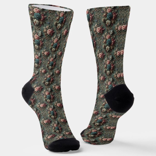 A Deranged Dirge – Gothic Victorian Delirium Socks (Angled)