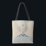 A desert Happy Hanukkah tote<br><div class="desc">raccoons, foxes, magpies celebrate Hanukkah with a sage Menorah. A tote for the season! ©TRFORSMAN</div>