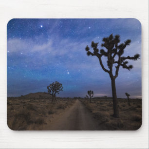 A Desert Road and Joshua Trees at Night Mouse Mat